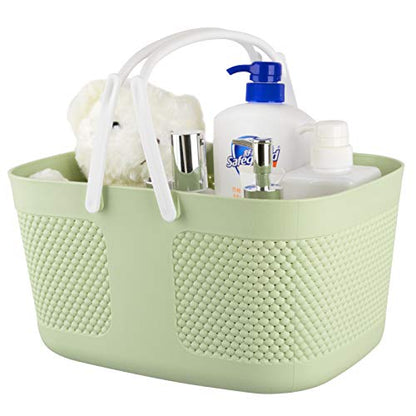 rejomiik Portable Plastic Shower Caddy Basket Organizer with Handles, Green - color: Green