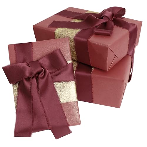 Silk Satin Ribbon 1-1/2 Inch x 30 Yards Burgundy Dark Red - color: Burgundy Red