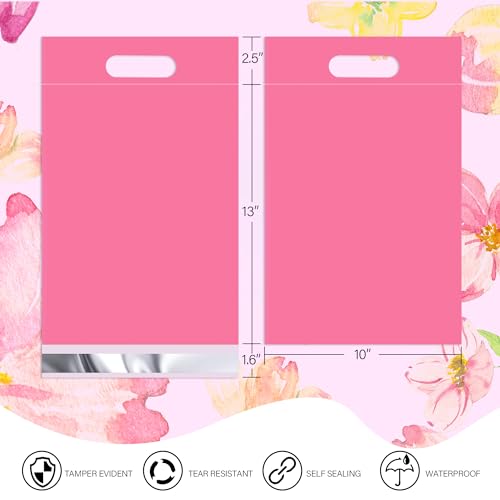 Poly Mailers 10x13 Inch, 25 Pack, Pink Self-Seal Handle Bags - color: HandlePink, size: 10x13 Inch 25 Pcs