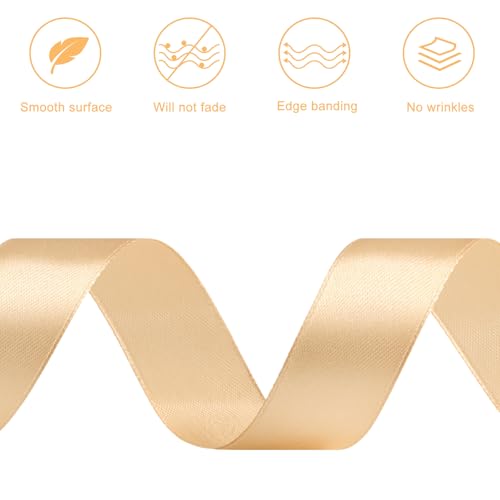 Champagne Satin Ribbon, 1 Inch, 50 Yards - color: champagne