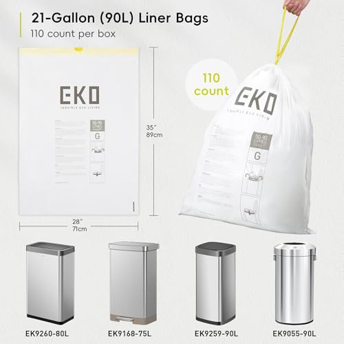 EKO 20 Gallon Extra-Strong XL Tall Kitchen Trash Bags, Code G, 110 ct - size: 110 Count (Pack of 1), style: 21 Gallon Bags/Code G
