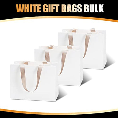 White Gift Bags Bulk, 10Pcs 8"x3.75"x6" Small White Gift Bags - color: White, size: 8x3.75x6 Inch (Pack of 10)