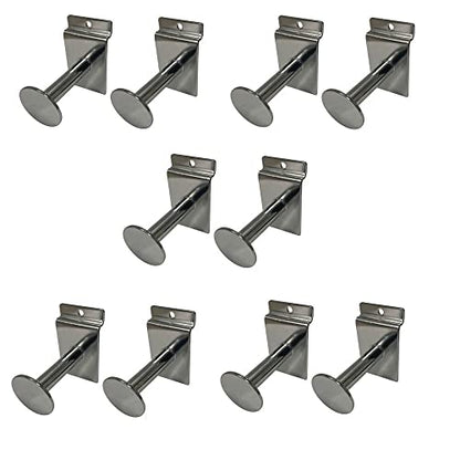 Prolinemax 10 Pcs 3'' Chrome Single Garment Hook Slatwall Fitting Display Hanger Disc End