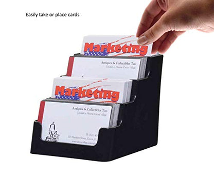 Marketing Holders 24 Pack Business Card Holder Four Tiered Four Pocket Black Acrylic for 3.5" x 2" Appointment Cards Cascading Counter Rewards Credit Membership or Discount Cards for Retailers - size: 4 Tier Black, style: 24 Pack