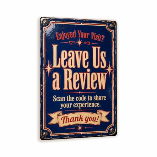Leave Us a Review Vintage Enamel Business Sign - style: Leave Us a Review