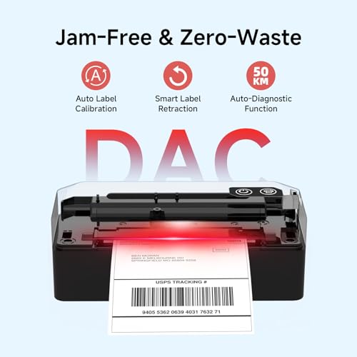 Bluetooth Thermal Label Printer w/ Stand, 4x6 Shipping Label Printer - color: Black
