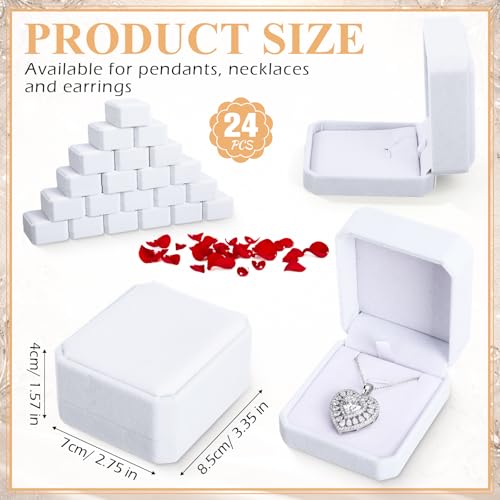 Sureio 24 Pcs Velvet Jewelry Gift Boxes Bulk White - color: White