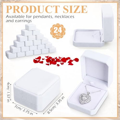 Sureio 24 Pcs Velvet Jewelry Gift Boxes Bulk White - color: White