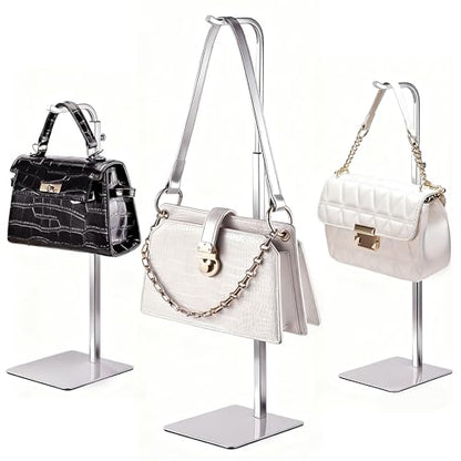 3-Pack Adjustable Tabletop Purse & Banner Display Stands, Silver - color: Silver
