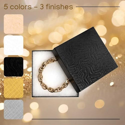 Prestige & Fancy Jewelry Gift Boxes 6 Pack 3.5x3.5x1 inch Cardboard Jewelry Box, Cotton Filled Small Gift Boxes With Lids | For Earring, Bracelet, Necklace, Gift Card Boxes For Presents