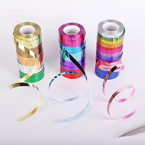 45 Roll Curling Ribbon for Gift Wrapping Shiny Ribbons Metallic Balloon Ribbon for Crafts Bows Presents Florist Wedding Party Festival Art Craft Decor, 11 Yards Per Roll, 3/16 Inch Wide 3/16" - Set3 - size: 3/16" - Set3
