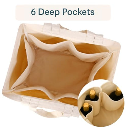 musbus 3-Pack Large Canvas Tote Bag, Reusable Grocery Bags, Heavy Duty - color: Beige