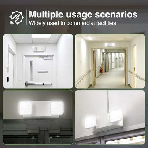 FREELICHT 4 Pack Emergency Lights for Business, Square Heads, 90min Battery - size: 4 Pack