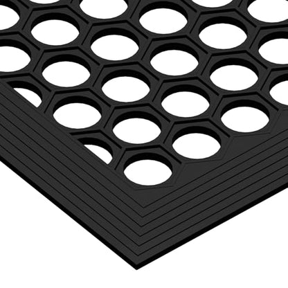 BEHERO Rubber Outdoor Mat 36" x 24" Anti Fatigue Waterproof Non-Slip - color: Black(drainage), size: 2' x 3' (Rectangular)
