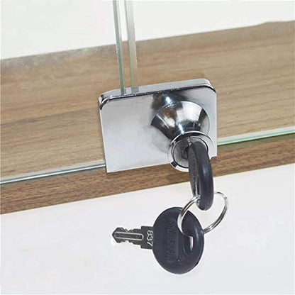 2 Pack Single Swing Glass Cabinet Showcase Door Lock Chrome Plated Display Glass Cabinet Lock Separate Keys, Model 407 - size: Single door