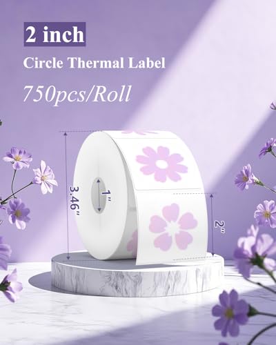 Gloryang 2" x 2" Thermal Labels - 750 Labels/Roll, Compatible with JADENS, Nelko, Phomemo, Label Printers, Waterproof, Oilproof, BPA-Free, Easy to Peel, for Home, Office, and Small Business, Flower - color: Flower