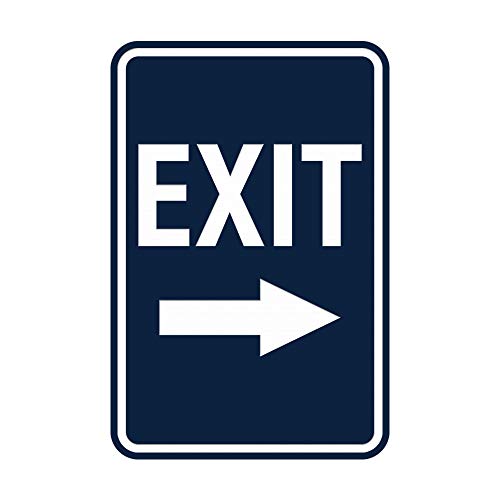 Signs ByLITA Portrait Round Exit Right Arrow Sign with Adhesive Tape, Mounts On Flat Surface (Navy Blue/White) - Small - color: Navy Blue / White, size: 4 x 6" - Small (1 Pack)