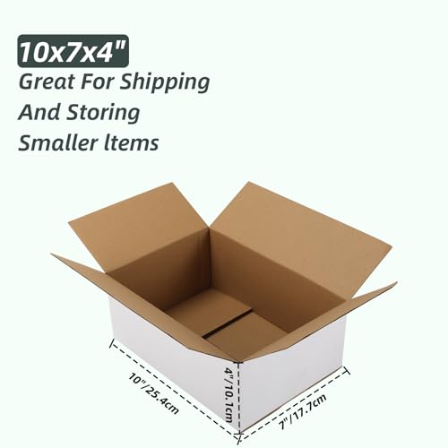 CRUGLA 40 Pack 10x7x4 Shipping Boxes, Small White Mailing Boxes - size: 10x7x4 Inch 40 Pack