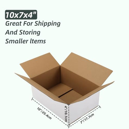 CRUGLA 40 Pack 10x7x4 Shipping Boxes, Small White Mailing Boxes - size: 10x7x4 Inch 40 Pack