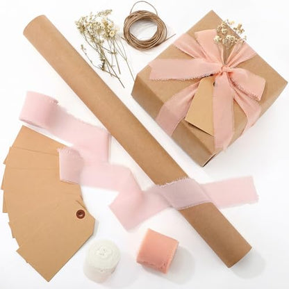 Suncalla 16 Pcs Wrapping Paper Set 16 Inch x 16 ft Elegant Neutral, Pink - color: Pink