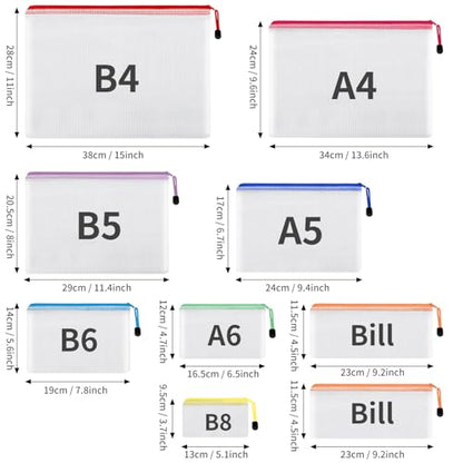 EOOUT 30pcs Mesh Zipper Pouch Bags, 8 Sizes Plastic Bags, 8 Colors Zipper Pouches - style: Multicolor-30pcs