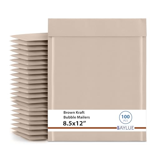 Brown Kraft Bubble Mailers 8.5x12, Padded Envelopes #2, 100 Pack Bulk