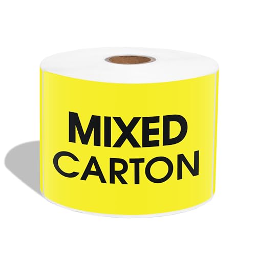 3" X 5" Mixed Carton Shipping Stickers (500 Stickers, 1 Roll) - color: Yellow (Mixed Carton)
