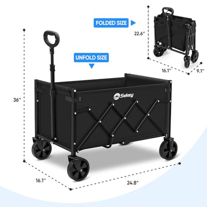 Sekey Lightweight Collapsible Wagon, 220 lb Capacity, Quick-Fold Cart - color: Black, size: 220 lbs