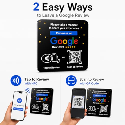 NFC Tap Google Review Acrylic Plate, Black, Compact 3.9", 3-PLATES - color: Black, size: 3.94" - 3 PLATES