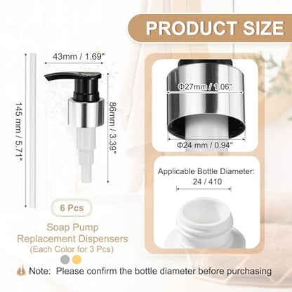 uxcell Soap Dispenser Pump Heads Gold Black/Silver Black 12 Pcs Pcs - color: Gold Black/Silver Black, size: 24/410