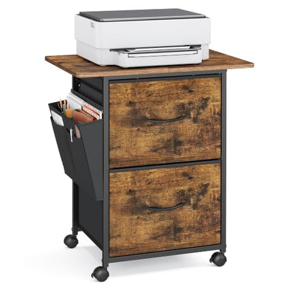 VASAGLE 2-Drawer File Cabinet, Mobile Printer Stand with Storage - color: Brown, size: 2 Drawers