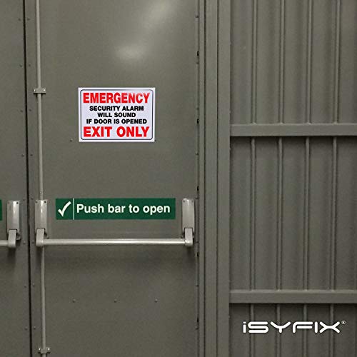 iSYFIX Emergency Exit Only Stickers, 10x7 Inch, 2 Pack, WHITE - color: WHITE