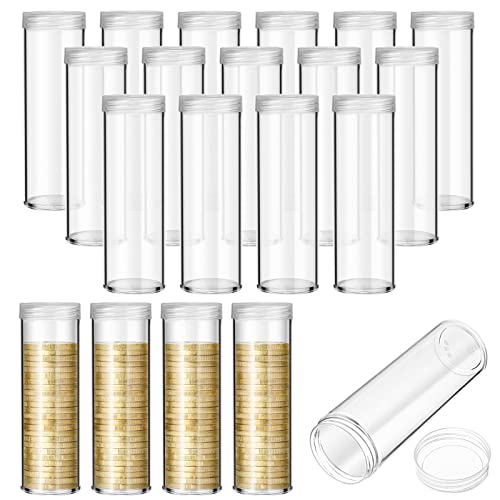 SATINIOR 20 Pcs Half Dollar Coin Tubes Round Clear with Screw on Lid