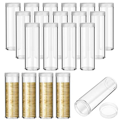 SATINIOR 20 Pcs Half Dollar Coin Tubes Round Clear with Screw on Lid