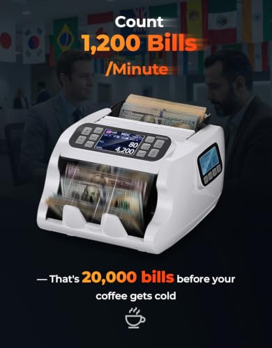 MUNBYN IMC22 Money Counter Machine Mixed Denomination 2Y Manufacturer White - color: White
