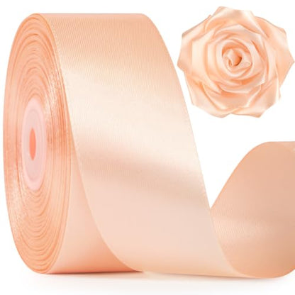 Mauproy Peach Satin Ribbon, 1-1/2 Inch, 50 Yards - color: Peach