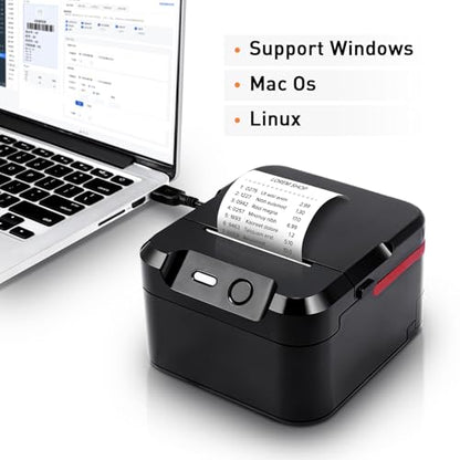 POS Printer, 58mm USB Thermal Receipt Printer, Restaurant Kitchen Printer with Cutting Support Cash Drawer USB Serial Interface for Windows/Mac/Linux