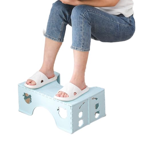 7inches Foldable Toilet Stool (Blue), Healthy Bathroom Squatting Posture Poop Stool with Anti-Slip Feet, A Good Helper to Effective Relief of Constipation, Easy to Storage Toilet Squat Stool - color: Blue