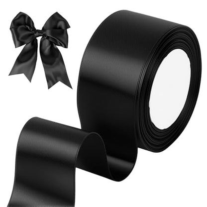 Tenn Well 24yd 2" Black Satin Ribbon Wide Silky for Gift Wrapping - color: Black, size: 5cm, 24yards