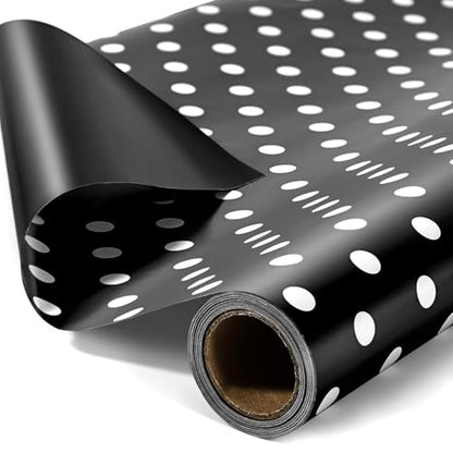 VGOODALL Black Reversible Wrapping Paper Roll, 17 inch X 33 Feet - color: Black,White