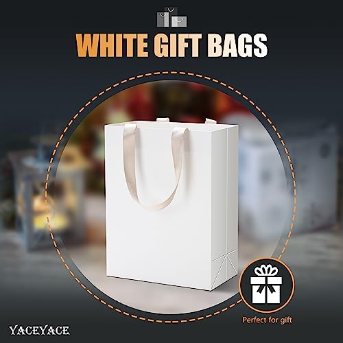 White Paper Gift Bags 20Pcs 8"x4.25"x10.5" White Kraft Paper Bags - color: White, size: 8x4.25x10.5 Inch (Pack of 20)