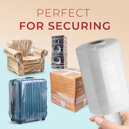 Shrink Wrap Roll for Moving | 80 Gauge 5" x 1000 FT Plastic Wraps for Packing | Clear Stretch Film for Pallets, Furniture, Boxes & Storage Protection - 2 Pack - size: 2 Pack