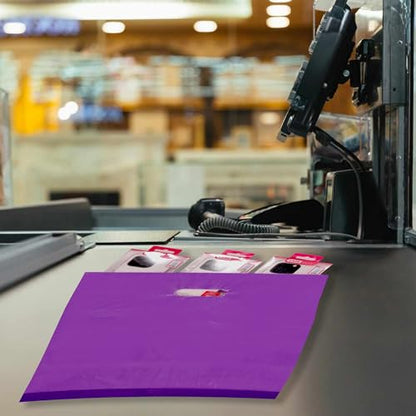 SSWBasics Plastic Merchandise Bags with Handles - Lightweight Purple Plastic Retail Bags - 15" W x 18" H - Pack of 500 - Sleek and Stylish Merchandise Bags for Boutique, Thrift, Gifts, Jewelry