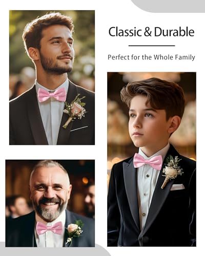 AWAYTR Bow Ties for Men - Pre-Tied Adjustable Tuxedo Style for Wedding - color: Light Pink