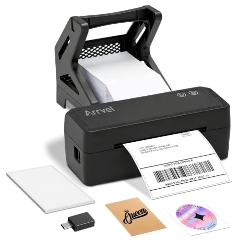 Bluetooth Thermal Label Printer w/ Stand, 4x6 Shipping Label Printer - color: Black