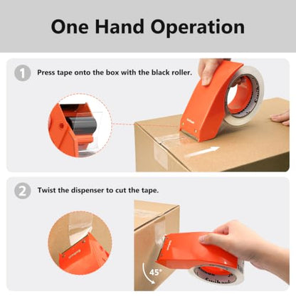 Swihauk 1.88 in x 66.6 YDs Heavy Duty Packing Tape with Dispenser, Strong & Durable Shipping Tape, Packaging Tape, Clear Package Tape for Shipping Moving Storage and Mailing, 2 Roll + 2 Dispenser - size: 2 Roll + 2 Dispenser