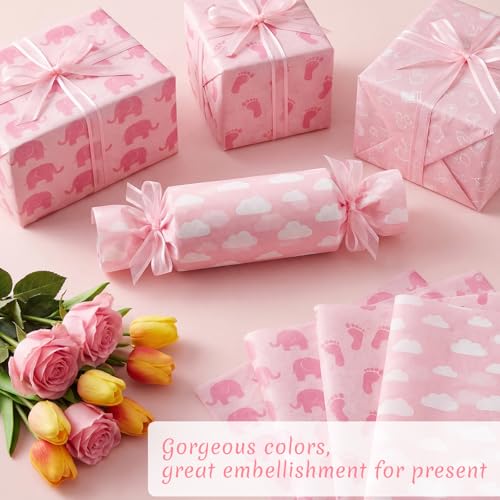 woric 120 Sheets Pink Tissue Paper Bulk 20 x 14 Inch - color: Pink Baby Shower