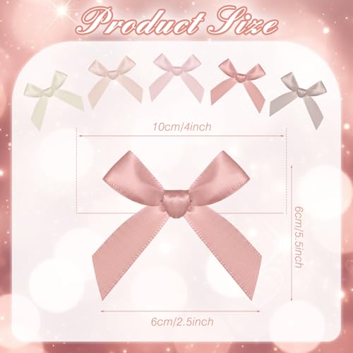100 Pcs Dusty Rose Satin Ribbon Twist Tie Bow, 2.5 in Premade Bow - color: Dust Rose, style: mothers day