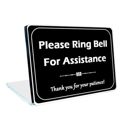Please Ring Bell for Assistance Sign, Please Ring Bell for Assistance Dsek Sign for Business Home Door Wall Window Office Entrance,Acrylic-8 x 6inches