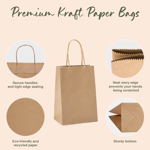 GSSUSA Brown Paper Bags with Handles, Small Gift Bags, 5.25x3.75x8, 20 Pack - color: Brown, size: 5.25x3.75x8 Inch (Pack of 20)
